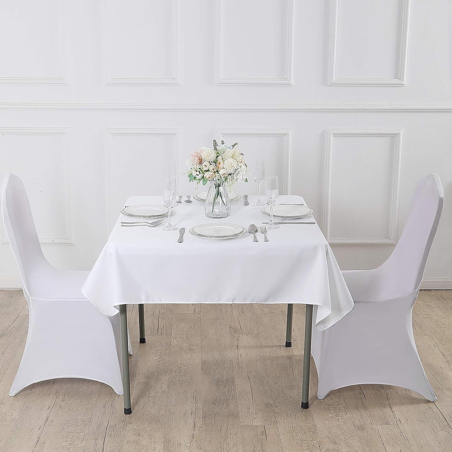 CupuamonSquare Tablecloth 70x70 inch Washable Polyester Fabric Table Cloth for Wedding Party Dining Banquet Decoration(70x70,White)