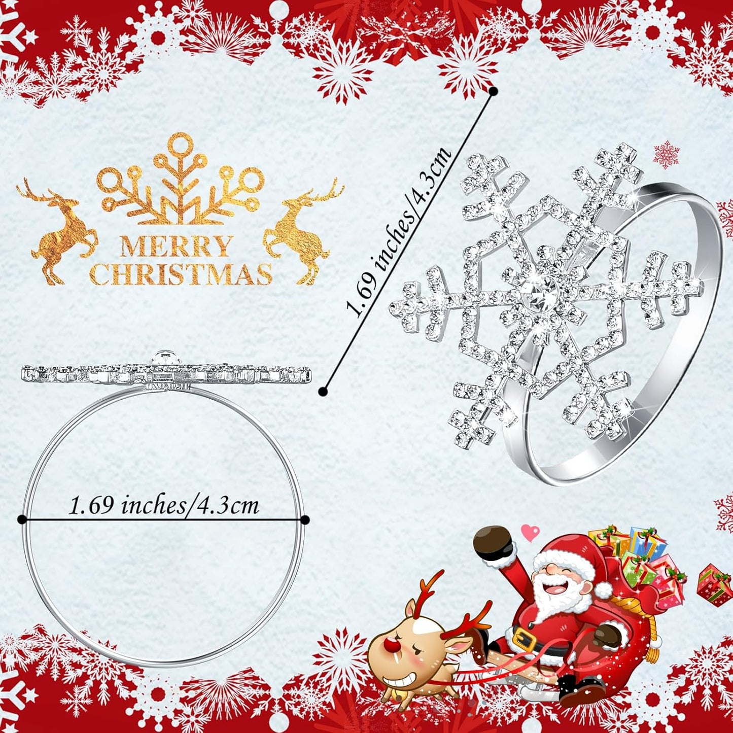 Patelai 100 Pieces Snowflake Napkin Rings Thanksgiving Christmas Napkin Holders Exquisite Household Rhinestone Napkin Rings Set for Christmas Wedding Dinner Party Table Decoration (Silver)