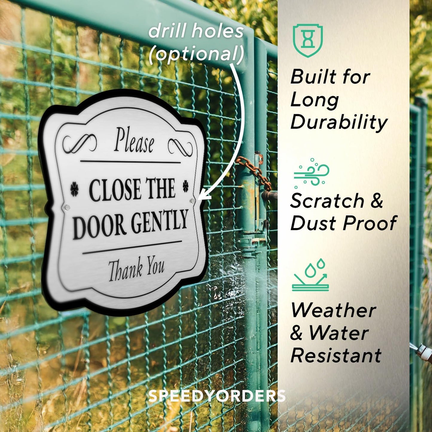 Custom Decorative Outdoor Metal Sign, Personalized Aluminum Driveway Sign, Waterproof, Made In USA, Design 3 Metallic Silver 30x24 In