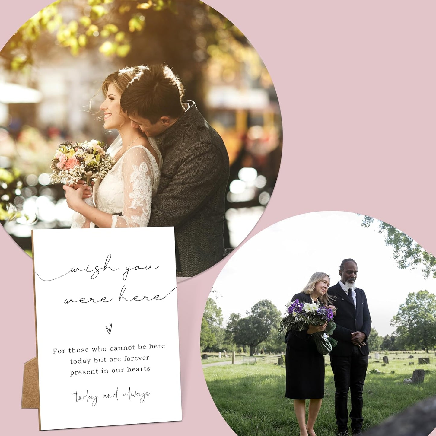 Wish You Were Here, Wedding Memorial Sign, 8x11 White Minimalist Style Memorial Table Sign for Wedding, Wedding Decorations, Wedding Table Decor, Memorial Gifts For Loss of Loved One -1