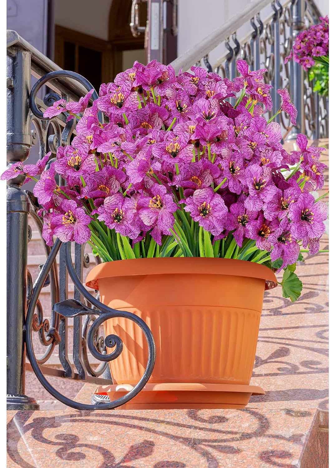 AmyHomie 20 Bundles Artificial Flowers for Outdoor Outside Spring Summer Decoration UV Resistant Faux Flowers No Fade Fake Plastic Plants Garden Porch Window Box Decorating (Purple)