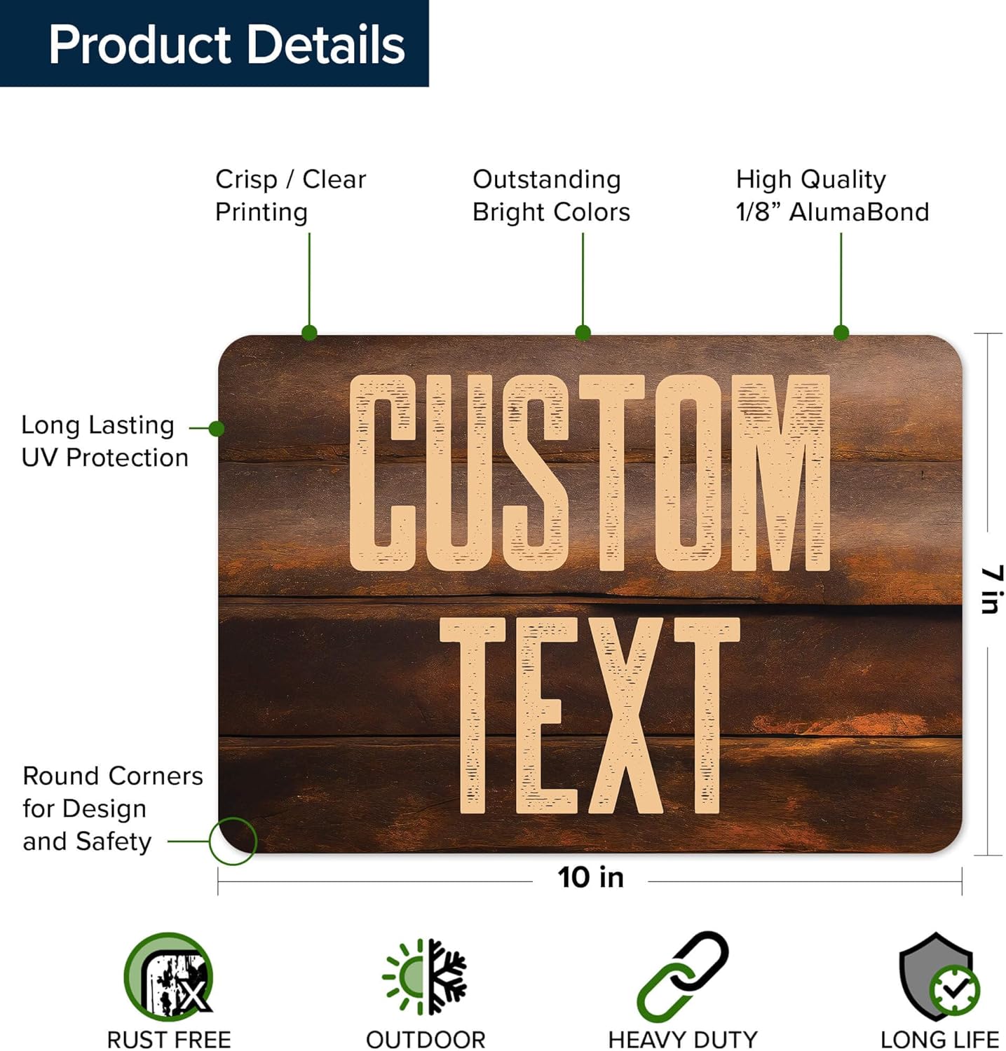 Custom Sign, Custom Street Sign, 11 Font Colors, 13 Font Styles, 4 Hole Options, 22 Sizes, 7x10 Inches, Rust Free DiBound, Fade Resistant, Made in USA by My Sign Center (Vintage Wood)