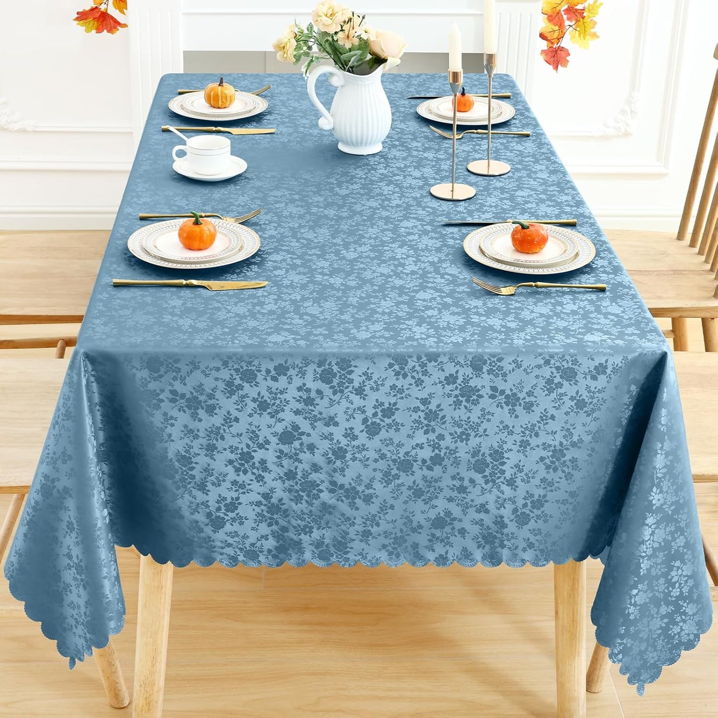 Smiry Rectangle Table Cloth, Waterproof Heavy Duty Vinyl Tablecloths, Wipeable Washable Table Cover for Kitchen and Dining Room (Stone Blue, 60" X 120")
