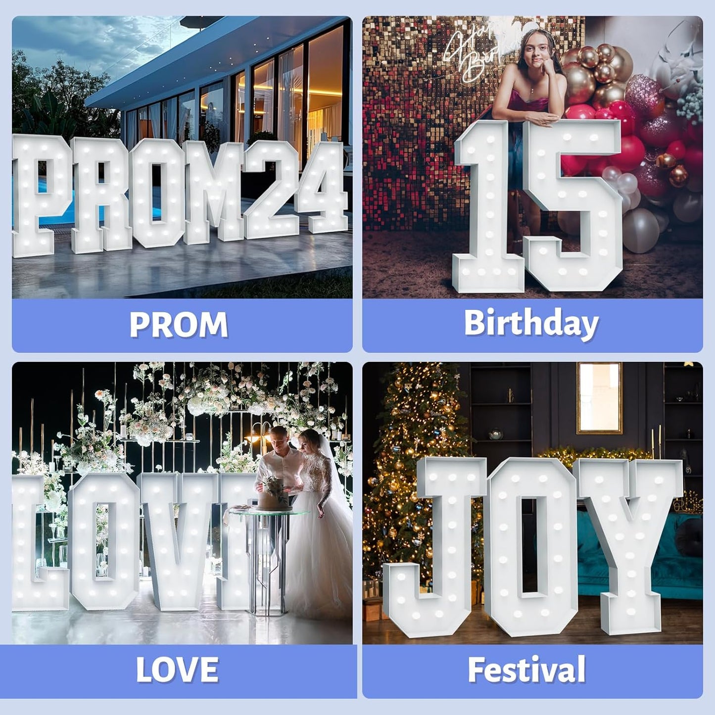4FT Marquee Light Up Letters - Cool White Light Up Letters B with Fixed Water Bag, Party Decoration Large Marquee Light Up Letters can Be Used for Wedding Decoration, Birthday Party Decoration