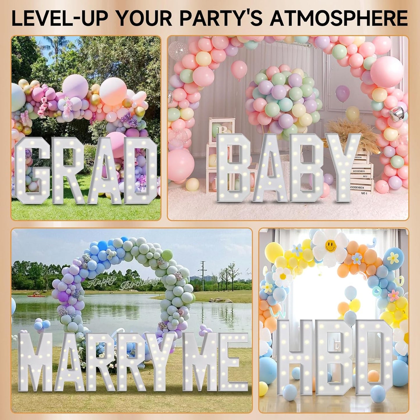 eufony Marquee Letters 4 Feet Tall, 4 FT Marquee Light Up Letters, Giant Light Up Letters 4FT for Birthday Party Baby Shower Gender Reveal Graduation Decorations, Letter L with LED Lights DIY Kit