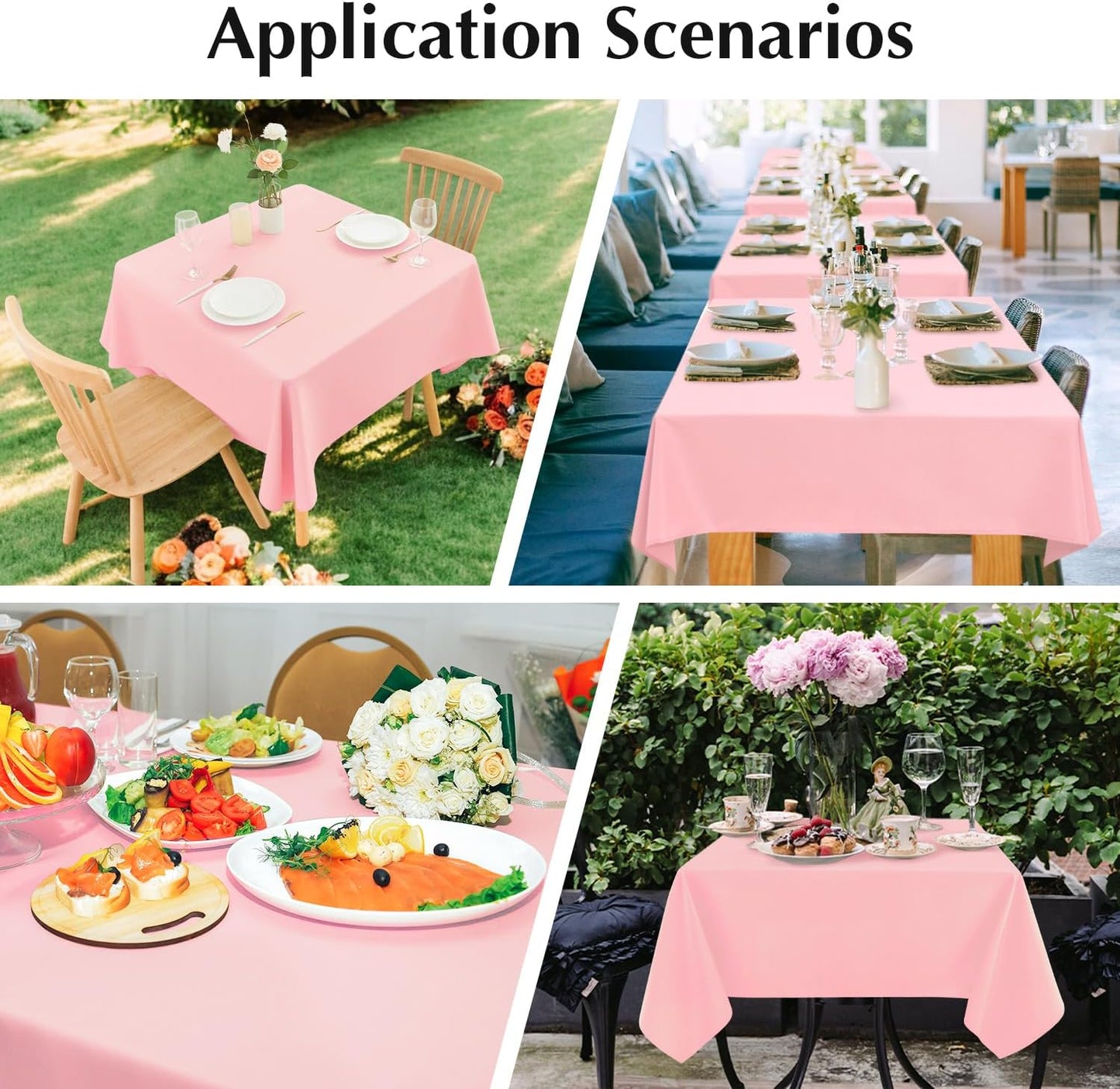 2 Pack Square Table Cloth 70X70 Inch Pink Tablecloth Washable Polyester Solid Dining Table Cover for Birthday Party Dinner Holiday Outdoor Indoor