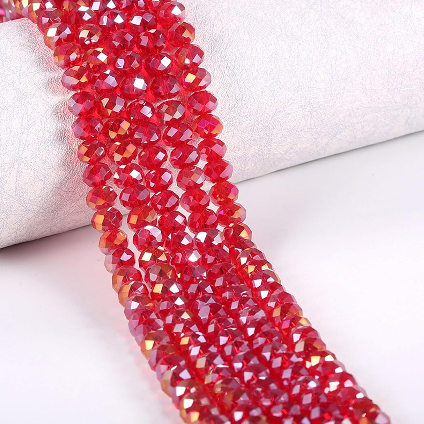 800Pcs 4/6/8/10mm Crystal Glass Beads for Jewelry Making Beads for Bracelets Necklace Pendants Making Supplies(Red)