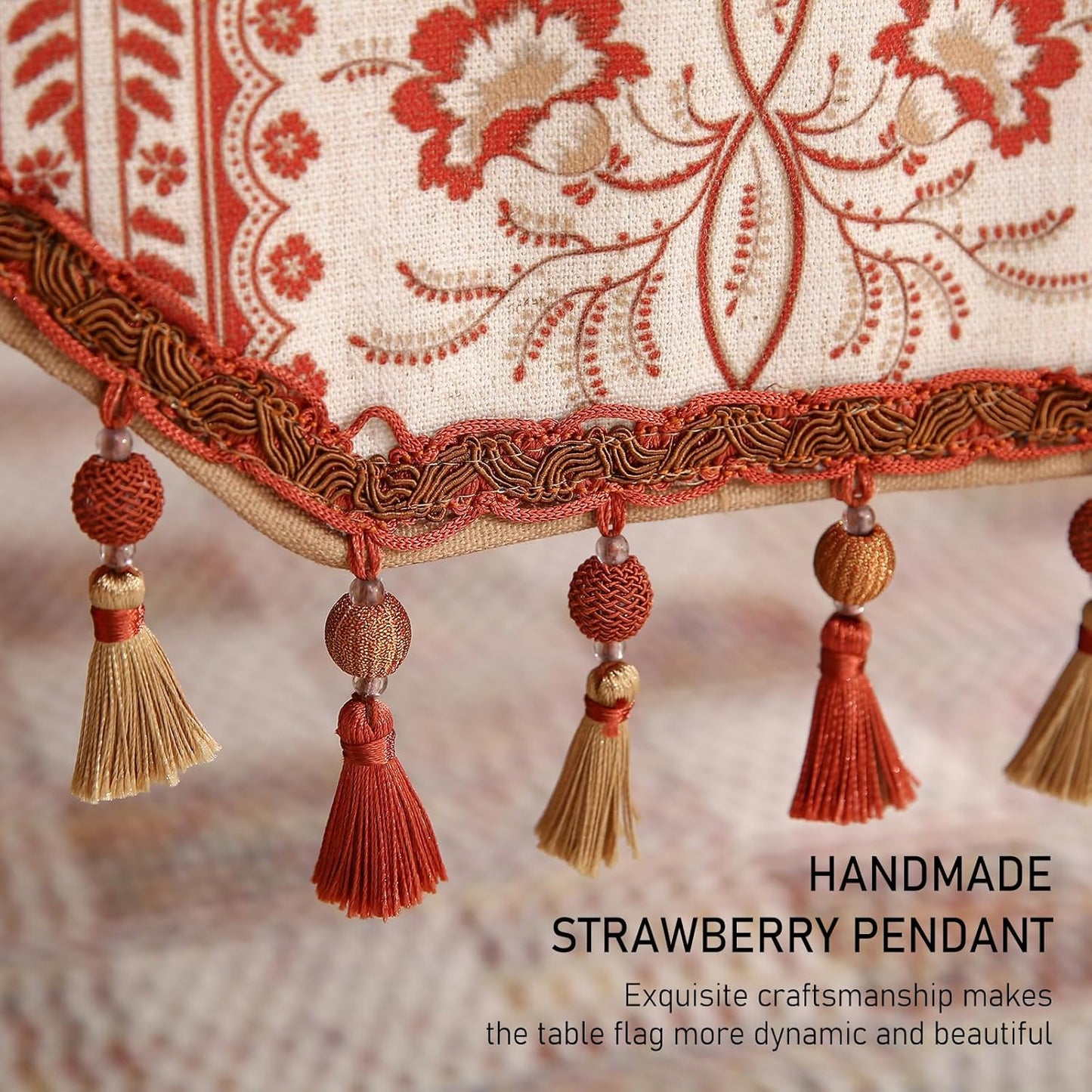 ISAENNE Designer Vintage Linen Table Runner 71 Inches Long,Red Floral Pattern Modern Decor Table Runners for Dining Tables,Thanksgiving,Kitchen Tables,Christmas,Banquet,12"*71"-Chamonix A