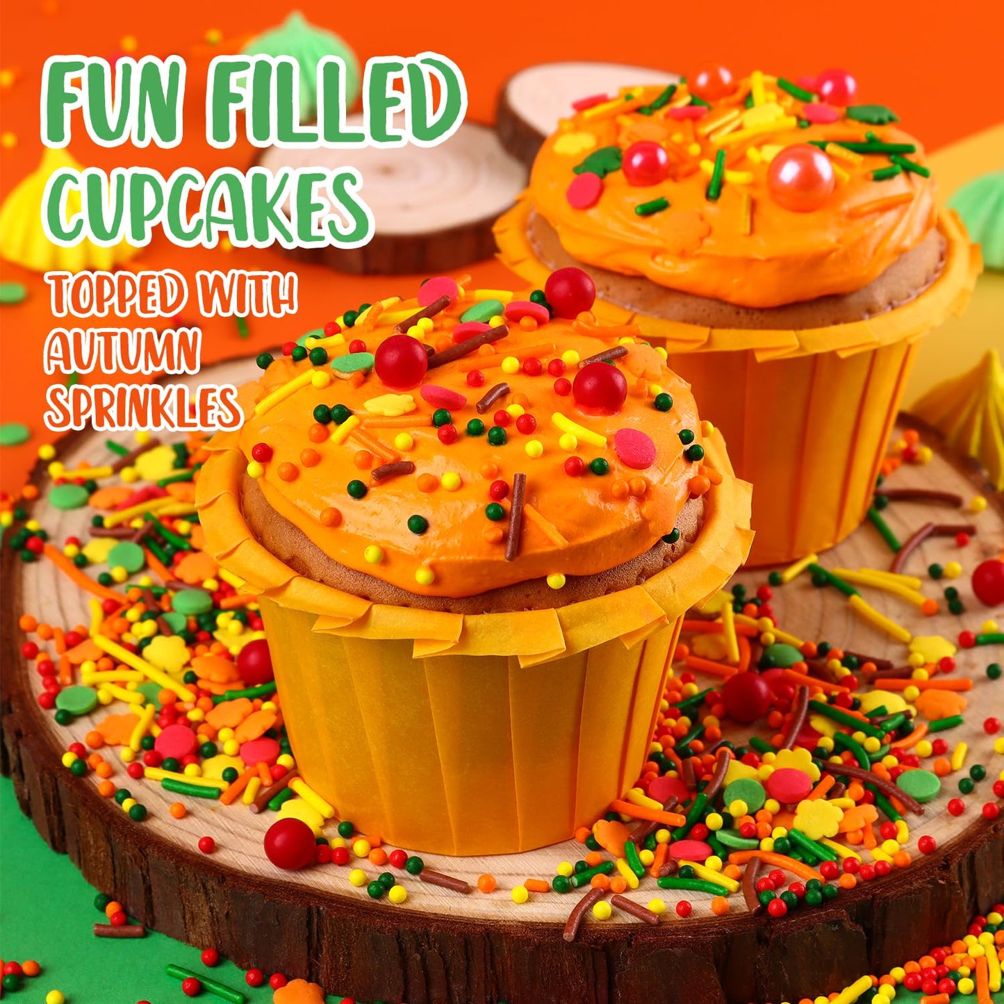 Thanksgiving Autumn Fall sprinkles for cake decorating 7 ounces, Cake Confetti Sprinkles, Cookie Cupcake Toppers Ice Cream Donut Jimmies Quins Decorations