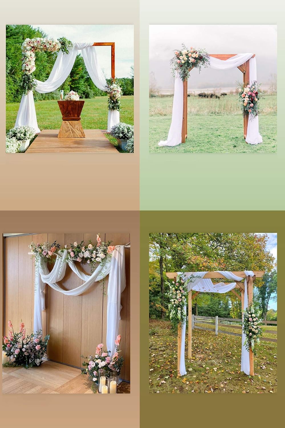 Socomi Wedding Arch Draping Fabric 1 Panel 29" x 19Ft White Sheer Chiffon Curtain Drapes 6 Yards for Wedding Ceremony Birthday Party Decoration