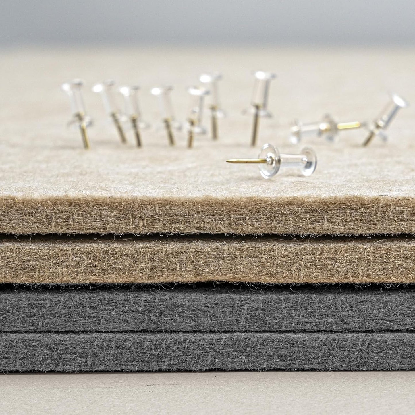 Bulletin Board, 36 x 24 Inches Felt Pin Board - Decorative Cork Alternative for Wall, 3' x 2' Foldable Picture Self-Adhesive Vision Prayer Board With 20 Pushpins - Gray