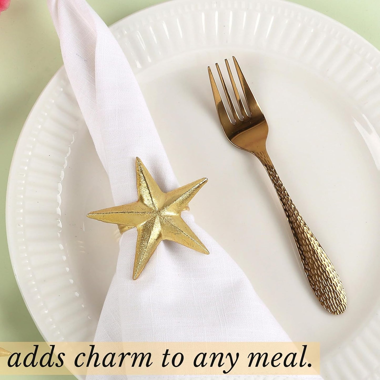 Napkin Rings Set of 12, Star Shaped Napkin Holder, Metal Serviette Rings, Gold Napkin Rings, Farmhouse Table Accessories for Dining Table, Weddings, Parties & Home Décor, Durable - ALPHA Living HOME