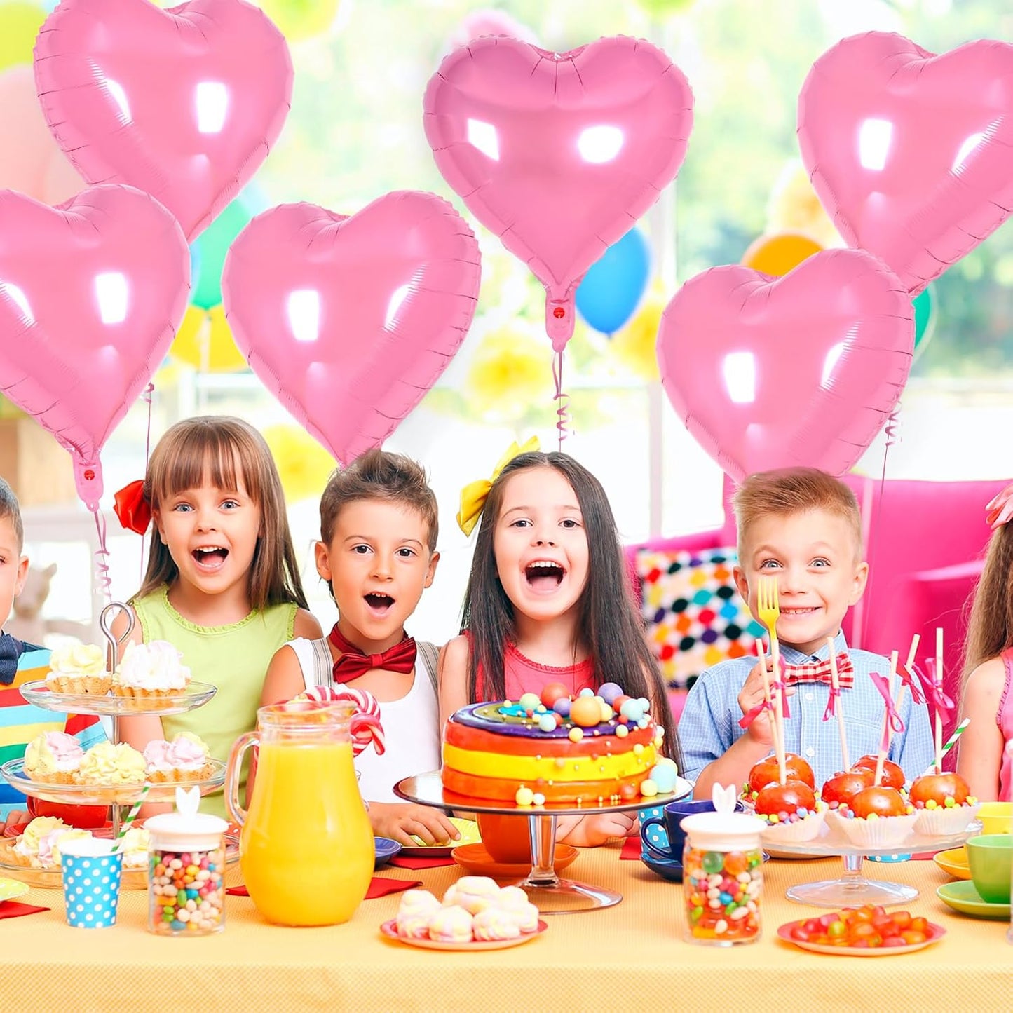 24 Pcs Pink Heart Balloons,18 inch Heart Shape Foil Balloons Love Balloons Valentine Balloons for Birthday Party Wedding Engagement Party Baby Shower Valentine Day Decorations (Pink)