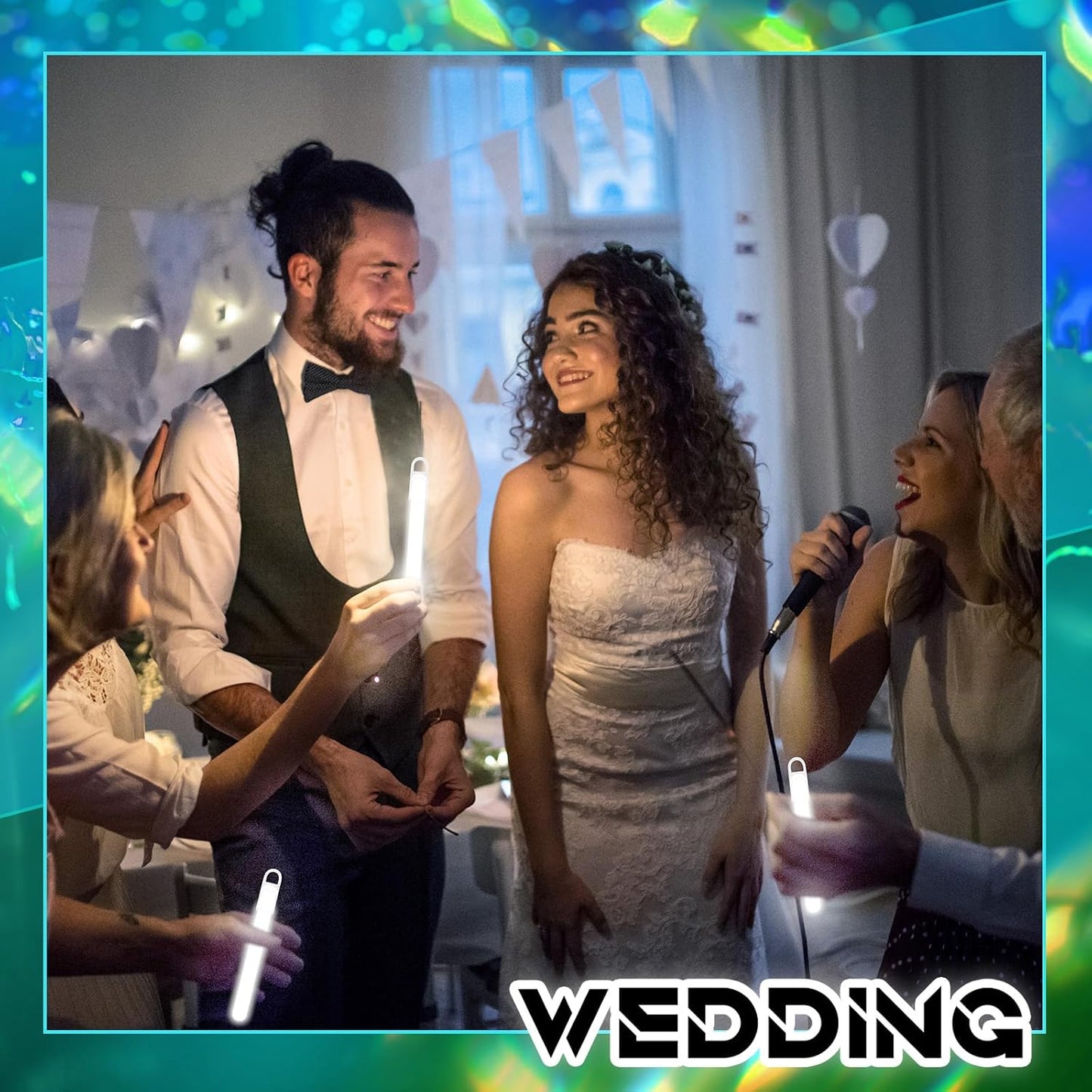 Lewtemi 50 Set 4'' Glow Sticks Bulk, Hallowee Glow in The Dark Party Supplies, Emergency Light Sticks with Lanyard, for Birthday, Light up, Neon, Halloween Theme Party Favors