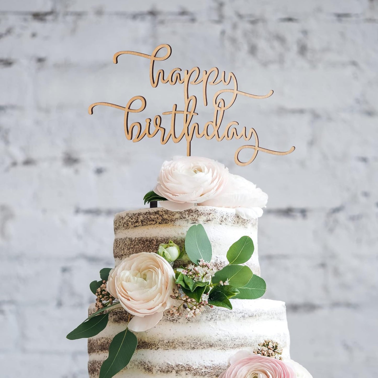 Happy Birthday Cake Topper - High-end Basswood Craft Durable Multifunctional Cake Topper, Wooden Textured Cake Decoration for Birthday Party Decoration,the Best Souvenirs for Family and Friends.