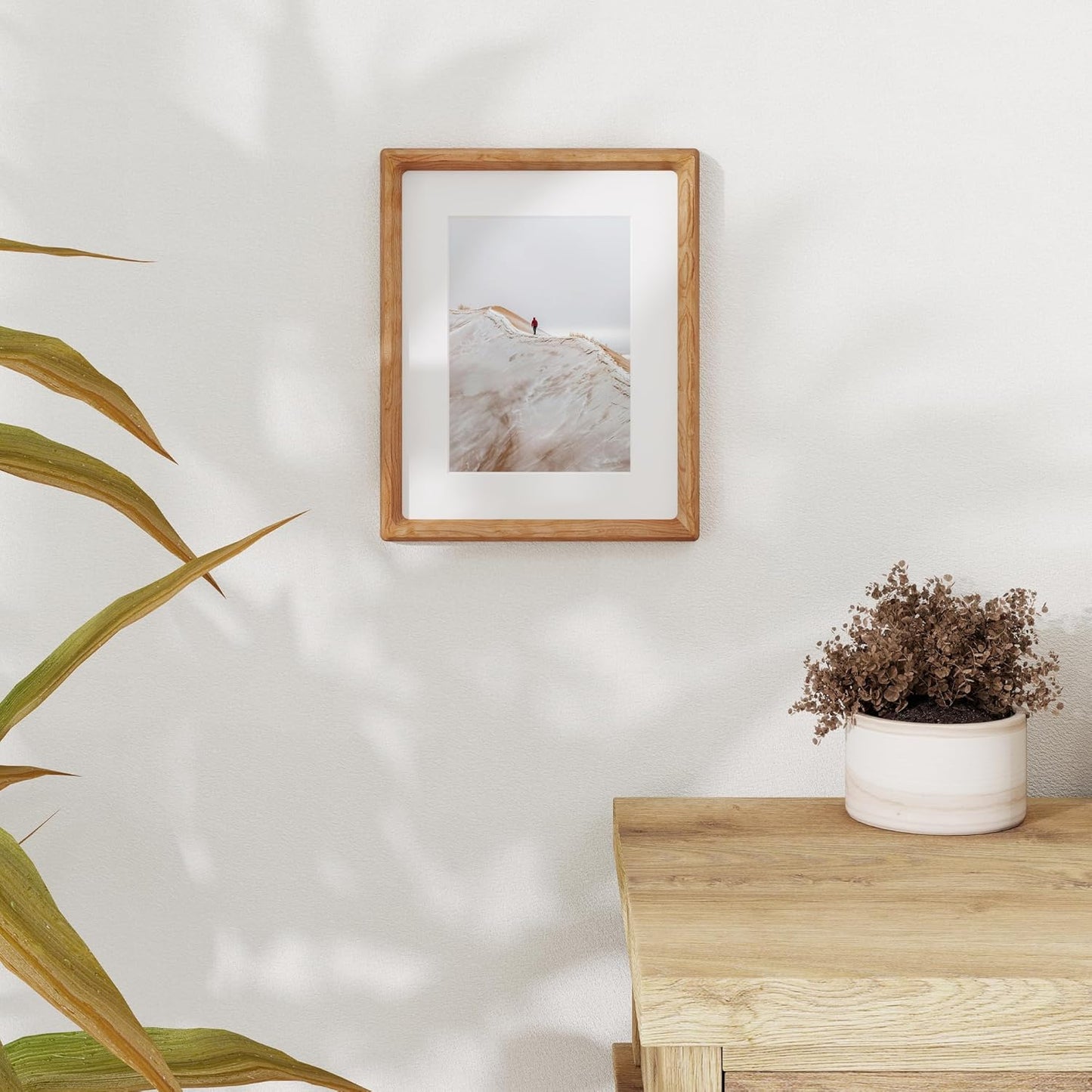 8x10 Picture Frame USA-Sourced Natural Cherry Wood Solid Original Wood Photo Frame Rounded Corner with Mat to 6x8 Picture Display with Real Glass Family Picture, Wedding Picture, Photo, Certificate