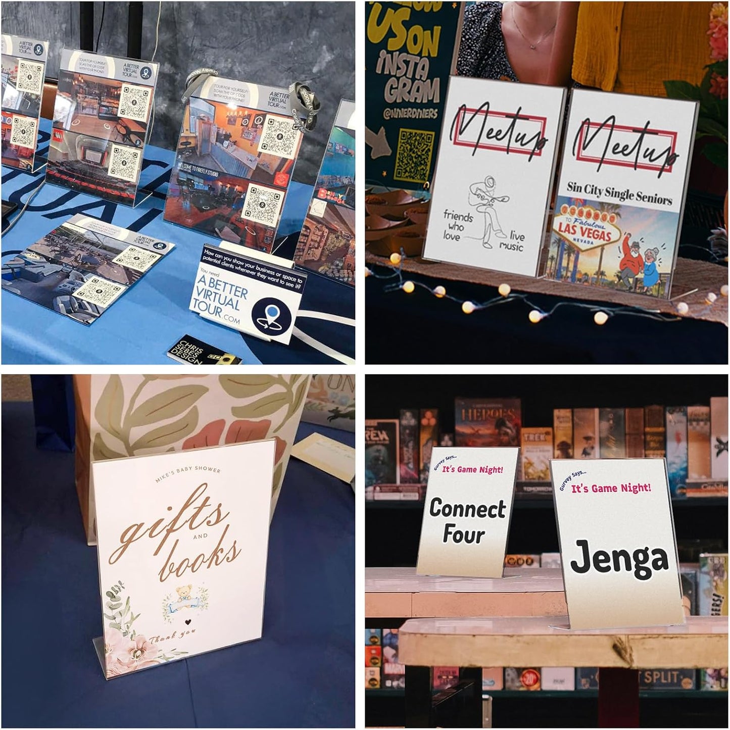 NIUBEE 24 Pack Acrylic Sign Holder 8.5 x 11 Inches Slanted Back, Clear Plastic Sign Holder Paper Display Table Stand for Office, Store, Restaurant