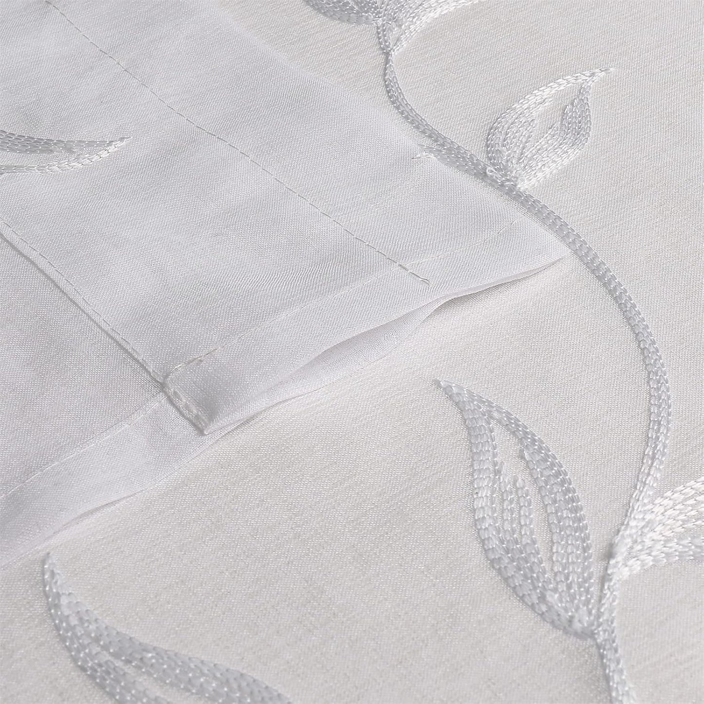 VISIONTEX White Sheer Voile Curtains, Decorative White Embroidery Faux Linen Rod Pocket Window Drapes for Home Kitchen, Living Room and Bedroom 54 x 63 Inch, Set of 2 Curtain Panels