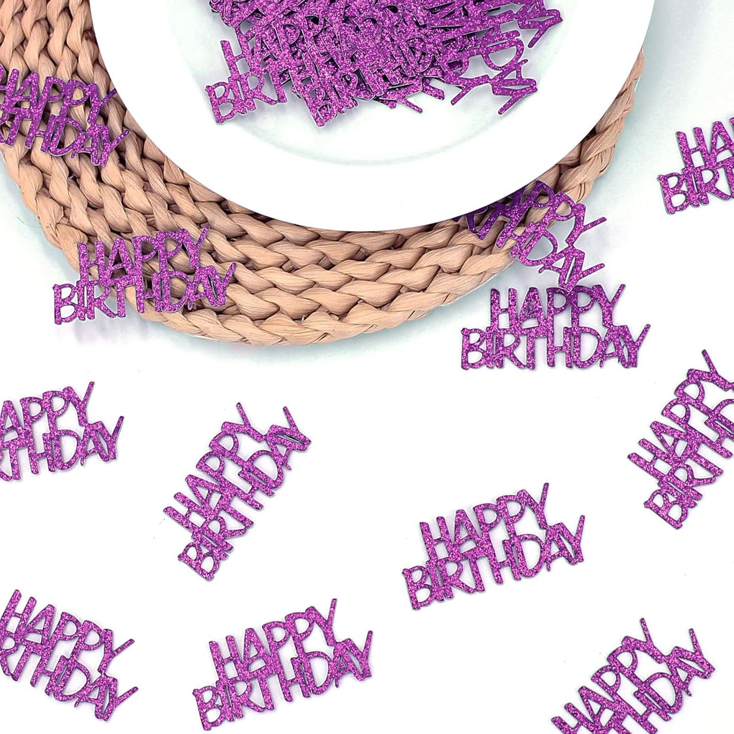 Purple Happy Birthday Confetti Girl Birthday Party Decorations Glitter Table Scatters for Adult Women Birthday Anniversary DIY Crafts Party Supply 100PC