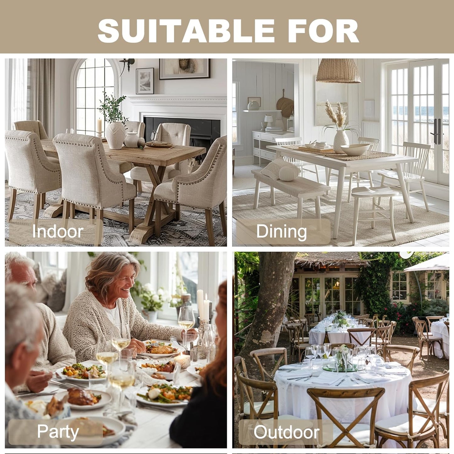 Hiasan Faux Linen Rectangle Tablecloth - Spill Wrinkle and Stain Resistant Washable Table Cloth for Kitchen Dining Room Holiday Dinner, Beige, 70 x 90 Inch