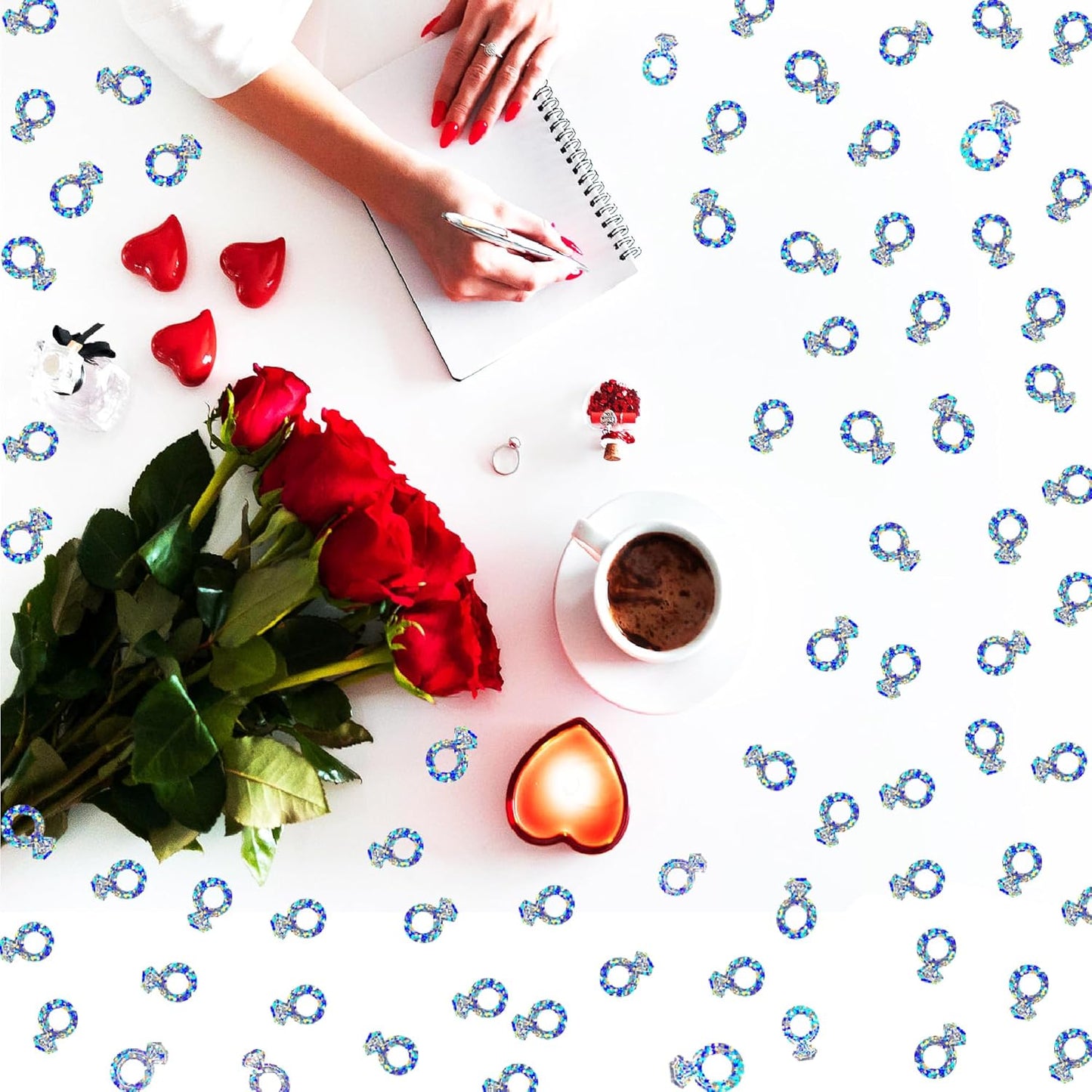 Confetti Ring Sequins Table Confetti Metallic Foil Sprinkles or DIY Birthday Wedding Engagent Theme Party Celebrations Favor Party Supplies(Iridescent Silver)