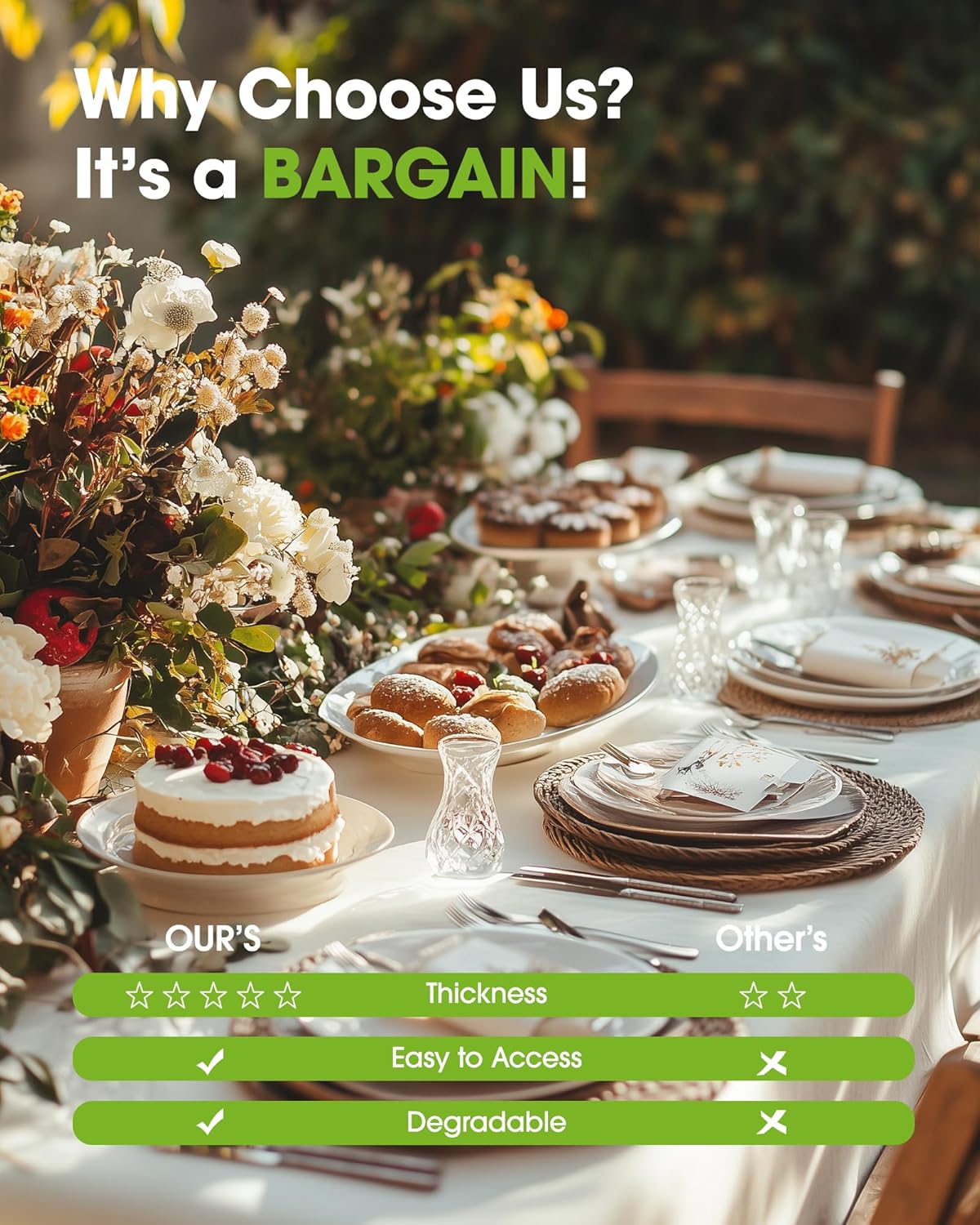 Pureegg Plastic Table Cloth Disposable 10 Pack, 54 x 108 Inch Table Cloths, Party, Wedding, Thanksgiving Decorations, Fall Tablecloths, Rectangle, Beige Plastic Cover, Leakproof & Sturdy, Cream, Ivory