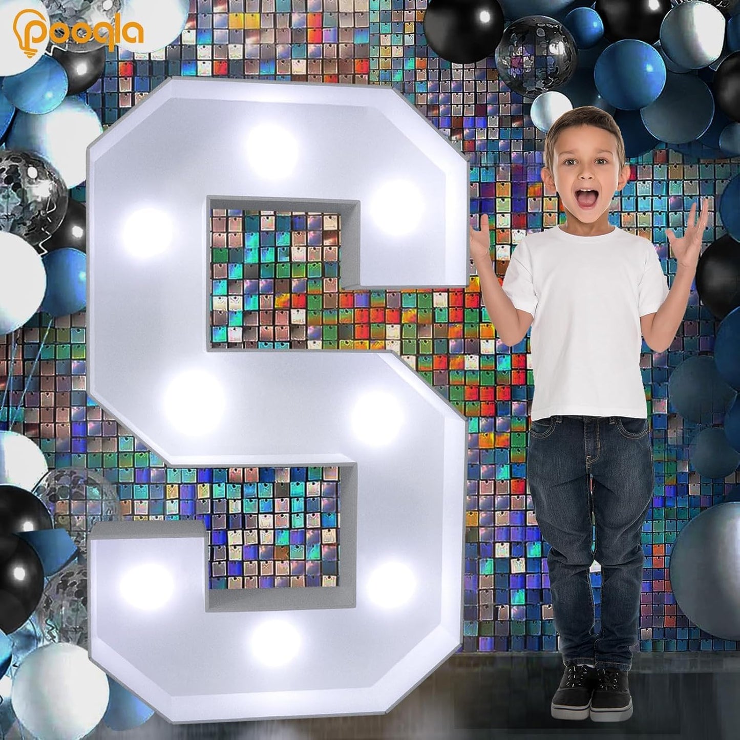 Pooqla 3FT Light Up Marquee Letters, Cool White and Warm White LED Large Lighted Marquee Letters, Giant Mosaic Letter Sign for Balloons Birthday Anniversary Wedding Party Decoration, LED Letter G