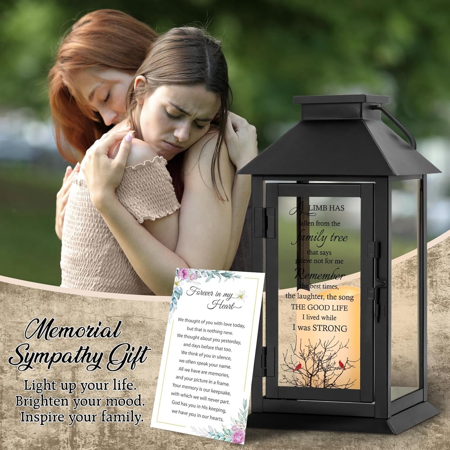 Memorial Lantern Bereavement Gifts in Memory of Loved One Remembrance Sympathy Gifts for Loss of Mother or Father with LED Candle and Remote