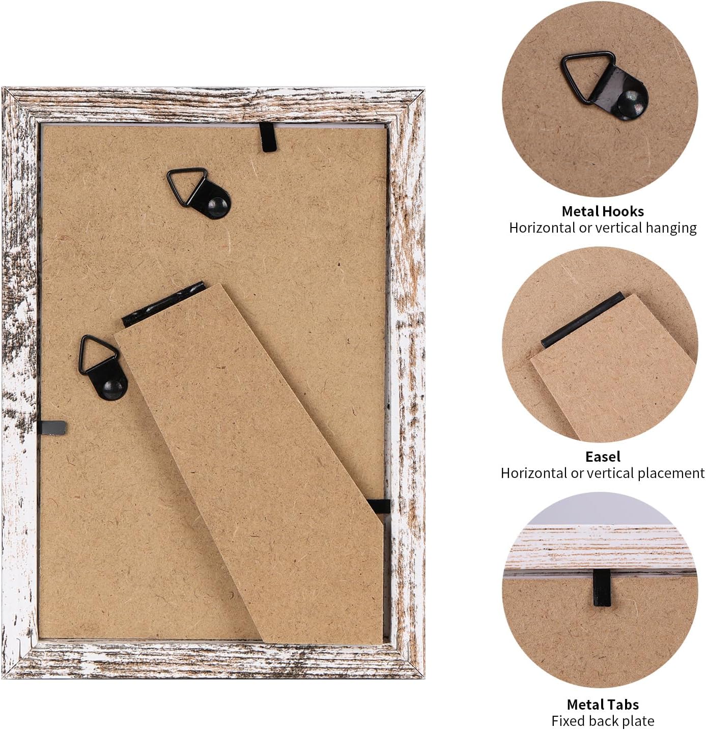 PETAFLOP Wooden Bulk 4x6 Picture Frame Set of 18, White Distressed Photo Frames Fits 4 by 6 for Wall or Tabletop Display