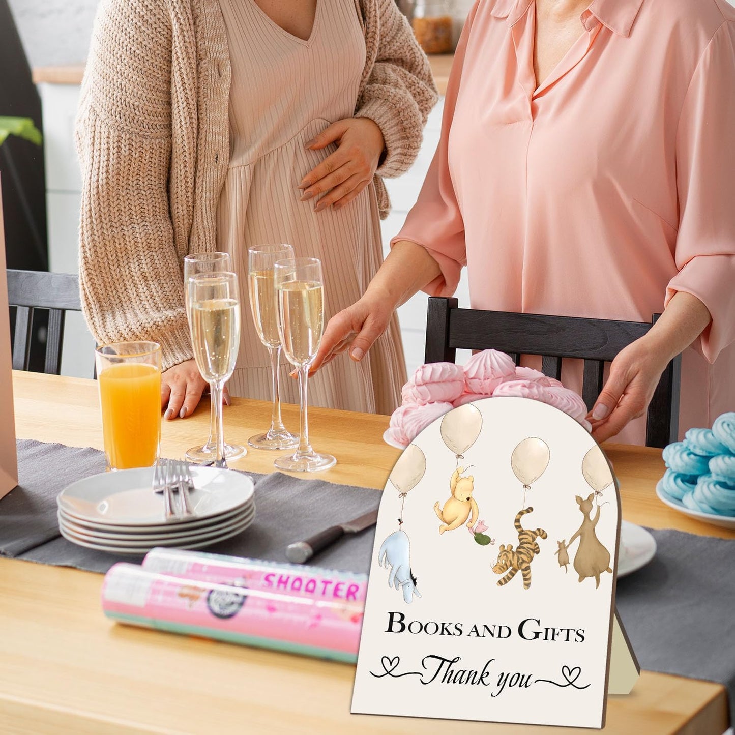 Winnie Decor Baby Shower Welcome Sign - Classic Pooh Books & Gifts, Bridal & Baby Shower Wooden Sign, 8 * 10IN