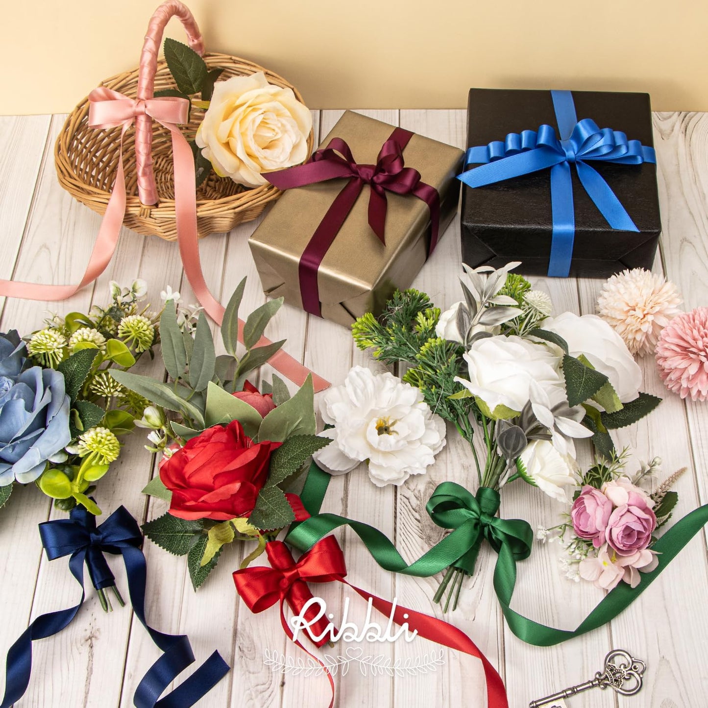 Ribbli Forest Green Satin Ribbon 5/8 inch x Continuous 25 Yards,Double Faced Satin Use for Craft, Gift Wrapping, Christmas Ornaments, Hair Bows, Bouquet Bows