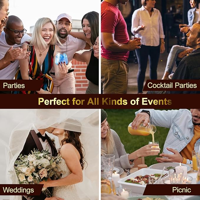 20 Pack Plastic Ribbed Wine Glasses, 14Oz Origami Disposable Wine Glasses Unbreakable Clear Plastic Cocktail Glasses Recyclable Shatterproof Reusable Wine Cups (14oz-20pack)