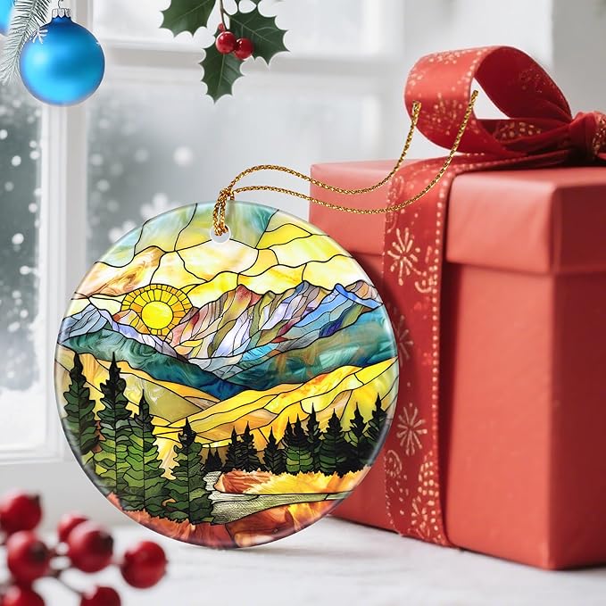 Christmas Ornaments, Dodosky 2.8in Ceramic Mountain Range Ornament, Xmas Decor, Christmas Tree Ornaments, Xmas Decorations for Tree, Holiday Ornament, Gifts for Women, Men, Nature Lovers