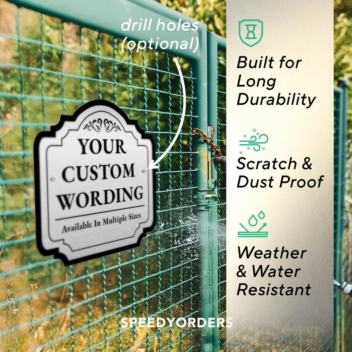 Custom Decorative Outdoor Metal Sign - Personalized Aluminum Sign, Waterproof, Design 2, Metalic Silver 24x24 In