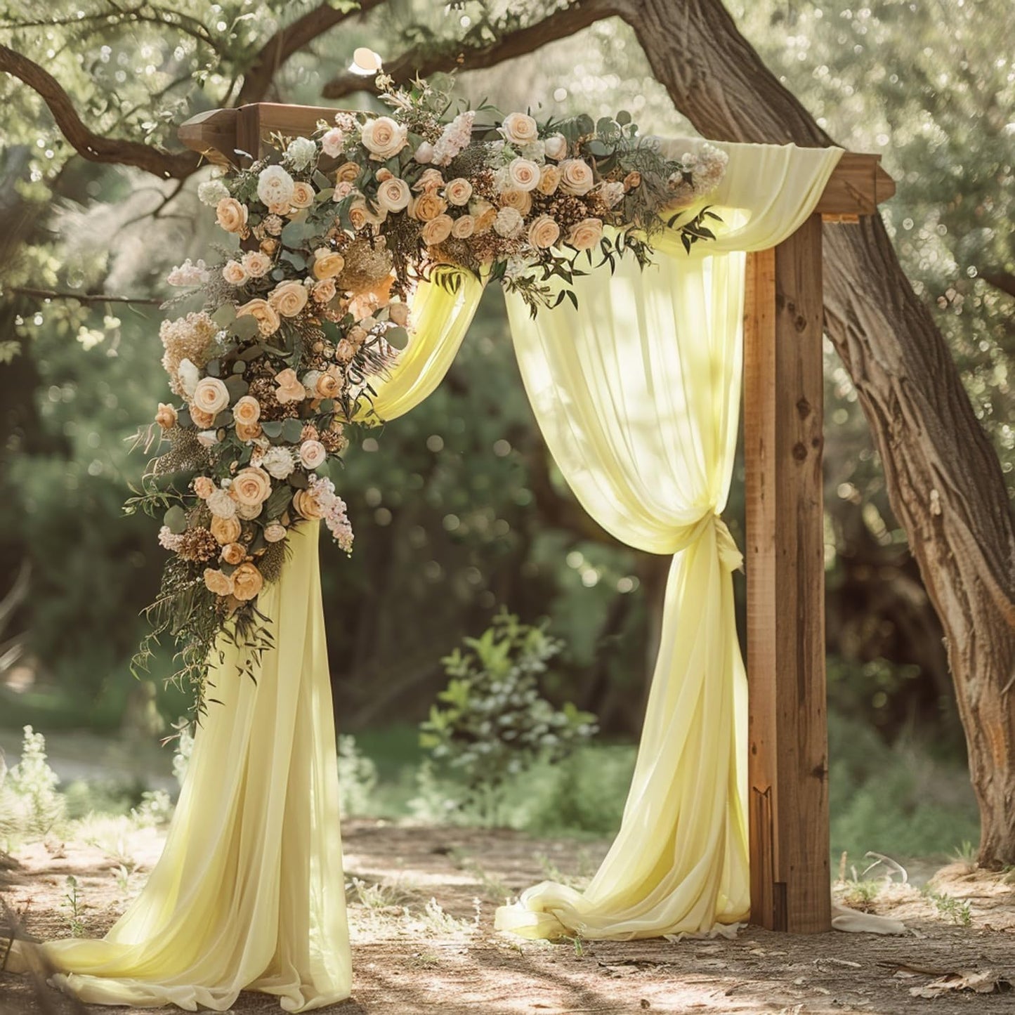 Wokceer Wedding Arch Draping 2 Panels 28.7" x 20FT Beige Sheer Fabric Backdrop for Ceremony, Birthday Party, Bridal Shower Decoration