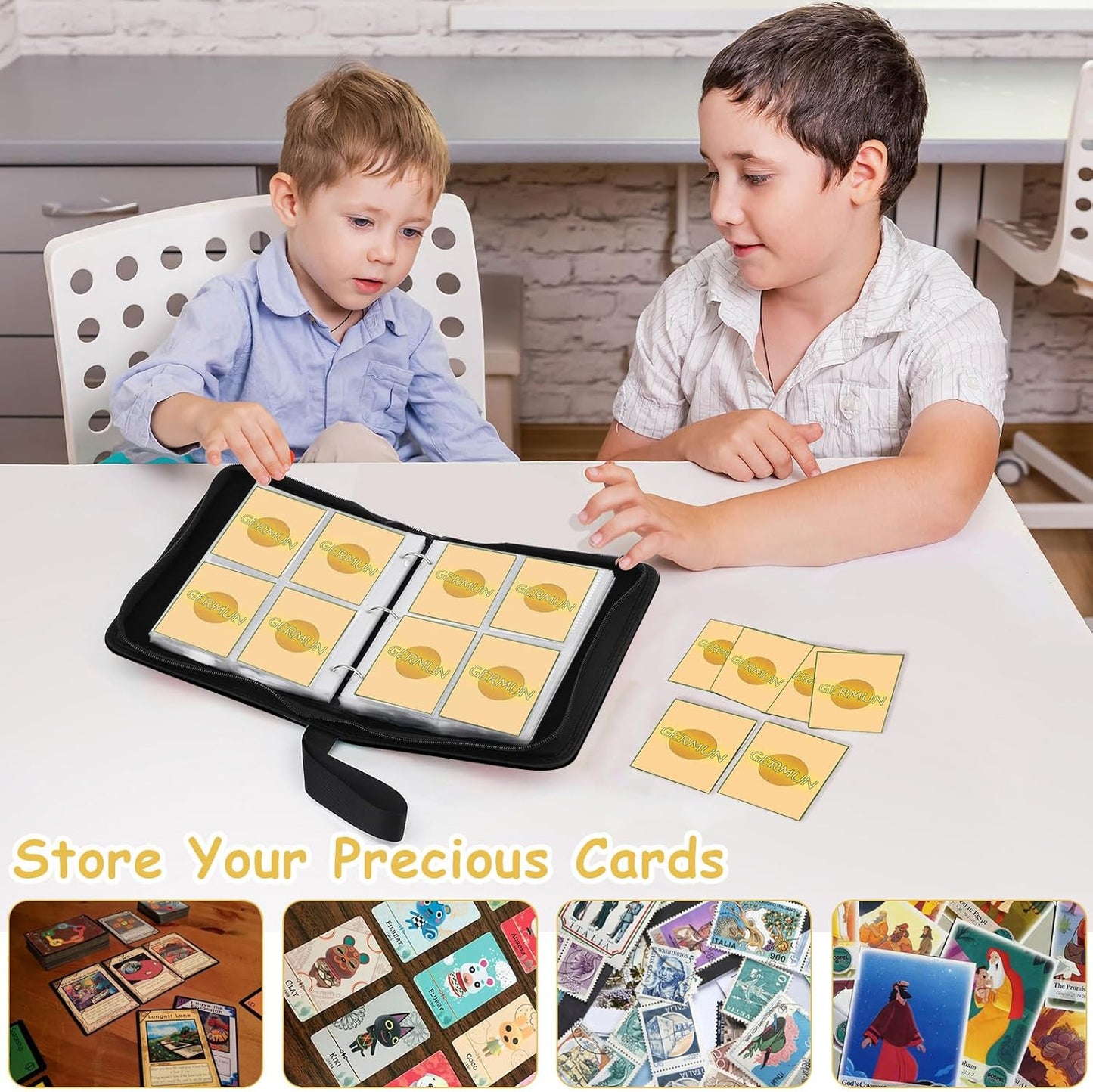 4 Pocket Card Binder, Premium Zip Trading Card Binder, 400 Double Sided Pocket PU Card Collection Binder, Collector Card Album, Card Folder for MTG, TCG, Sports Cards, Game Cards (Blue)