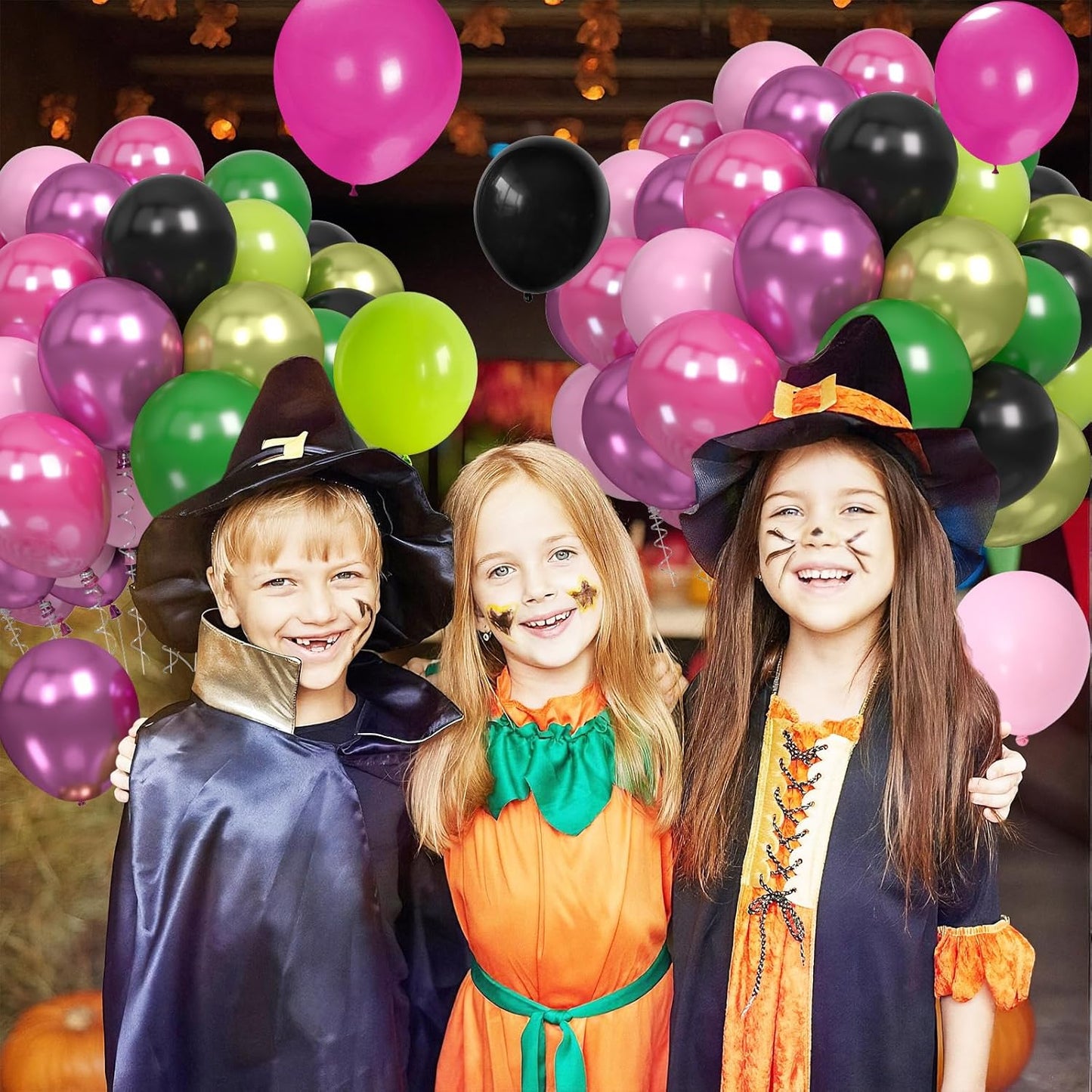 60PCS Black Pink Green Balloons, Hot Pink Dark Light Green Black Latex Balloon, Metallic Red Witch Theme Halloween Balloon for Kids Adults Birthday Witch Wedding Halloween Party Decorations