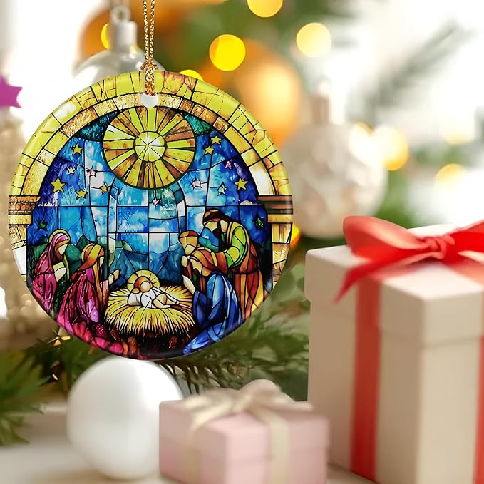 Nativity Scene Ornament: Christmas Ornaments, Religious Christmas Decorations for Tree, Catholic Ornament & Christian Holiday Decor | Religious Gifts, Christian Gifts - Design E