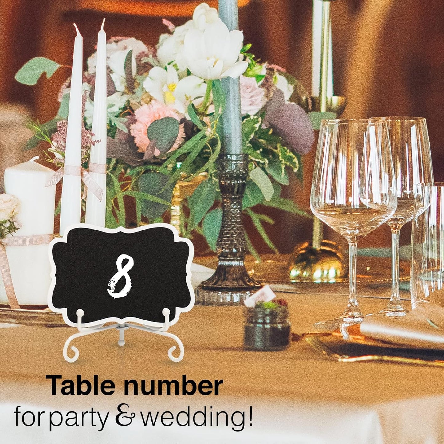 Mini Chalkboard Signs for Food Labels for Party Buffet, Small Place Cards or Name Tags with Iron Stand for Chafing Dish, Mimosa Bar Supplies, Wedding Chalk Board Sign with 2 Pens, 10 Pack White