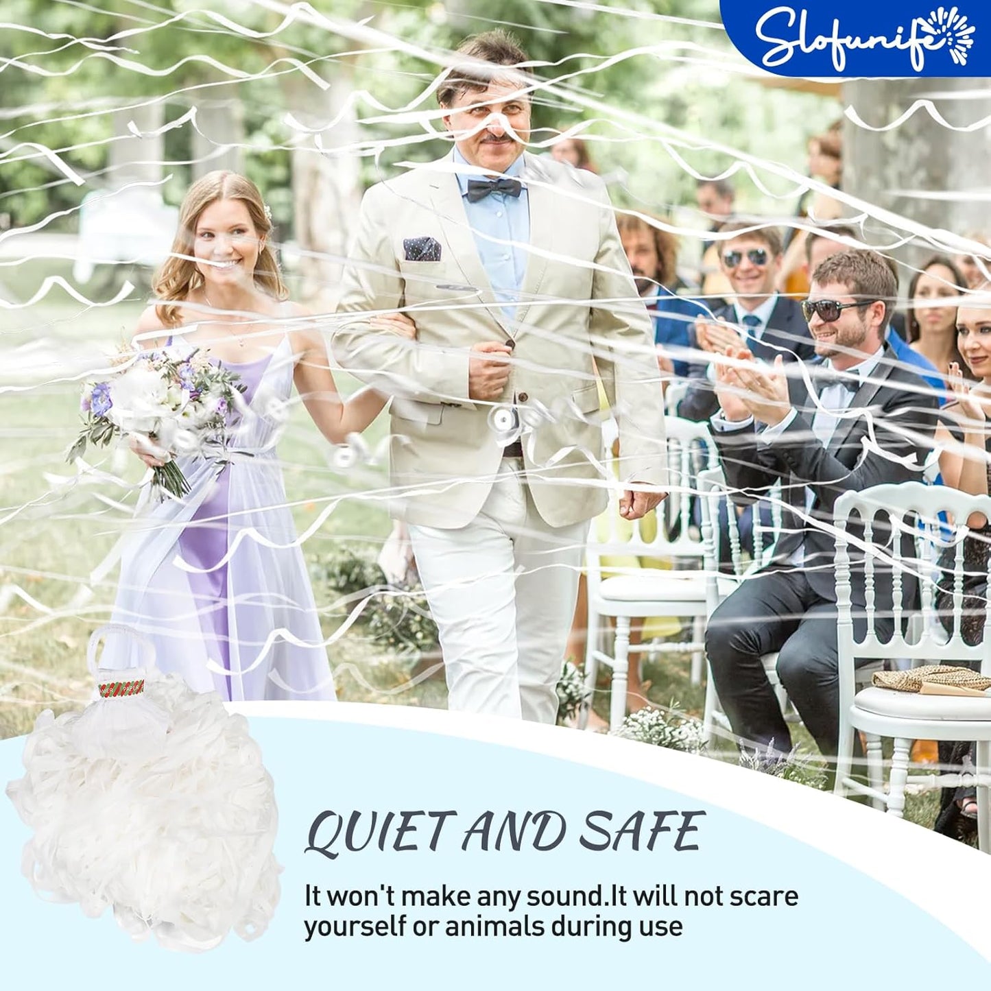 No Mess Streamers 100pack, White Confetti Poppers,Hand Throw Party Poppers No Mess for Birthday, Graduation, Wedding Send Off, Engagement Party Favors(White 100Pack)