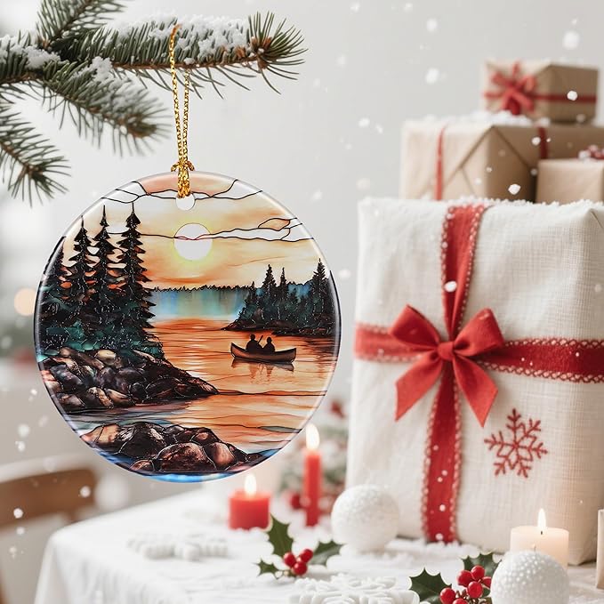 Serene Mountain Sunset Christmas Ornaments: Christmas Tree Decorations & Holiday Ornaments – Holiday Presents, Gift Ideas for Friends, Coworker, Family, and Nature Lovers