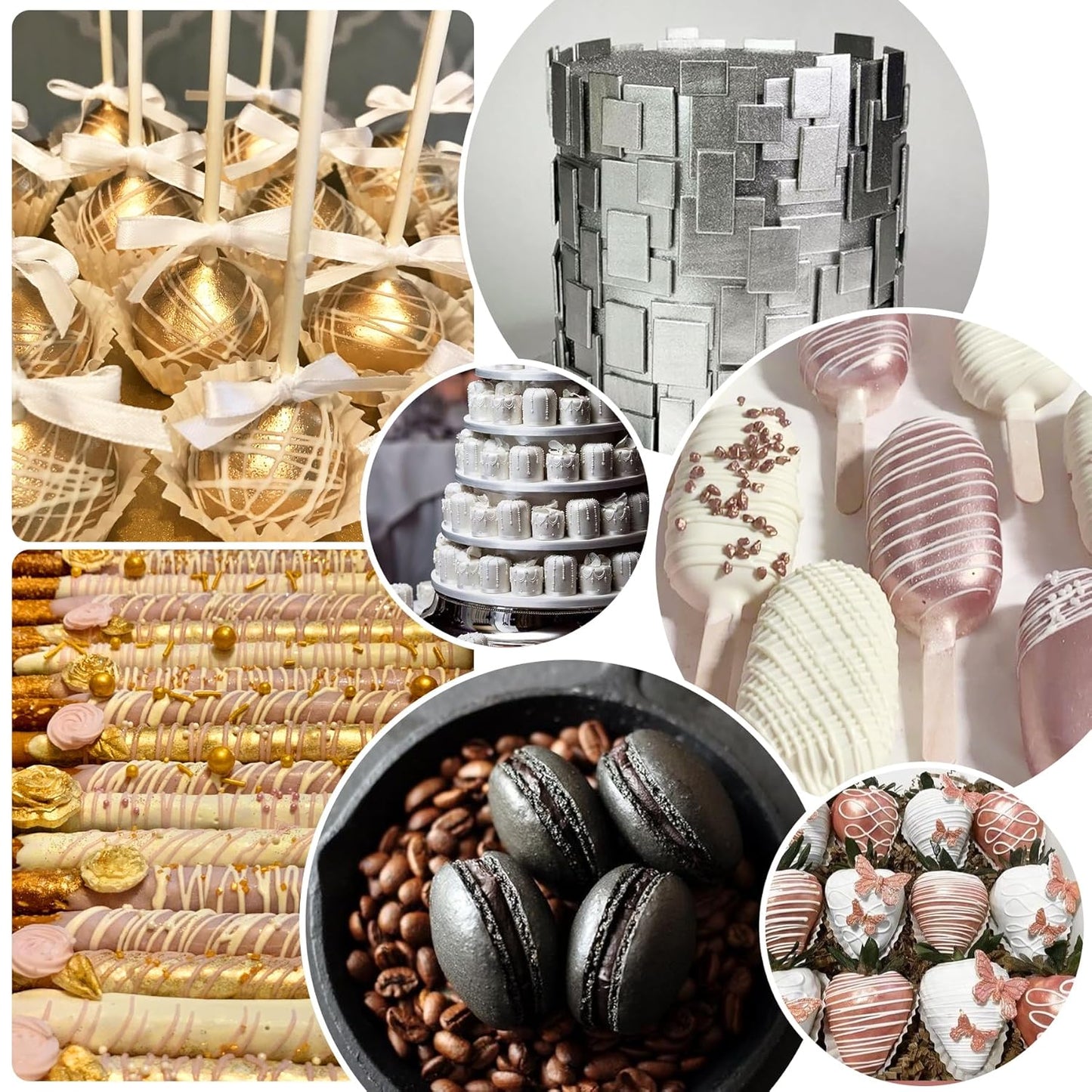 Edible Glitter Paint - 2 fl.oz Food Grade Metallic Glitter Cake Paint for Cake Decorating, Baking, Cupcakes - Shimmer Art Decorative Liquid Edible Paint Food Coloring for Fondant, Donuts (Silver)