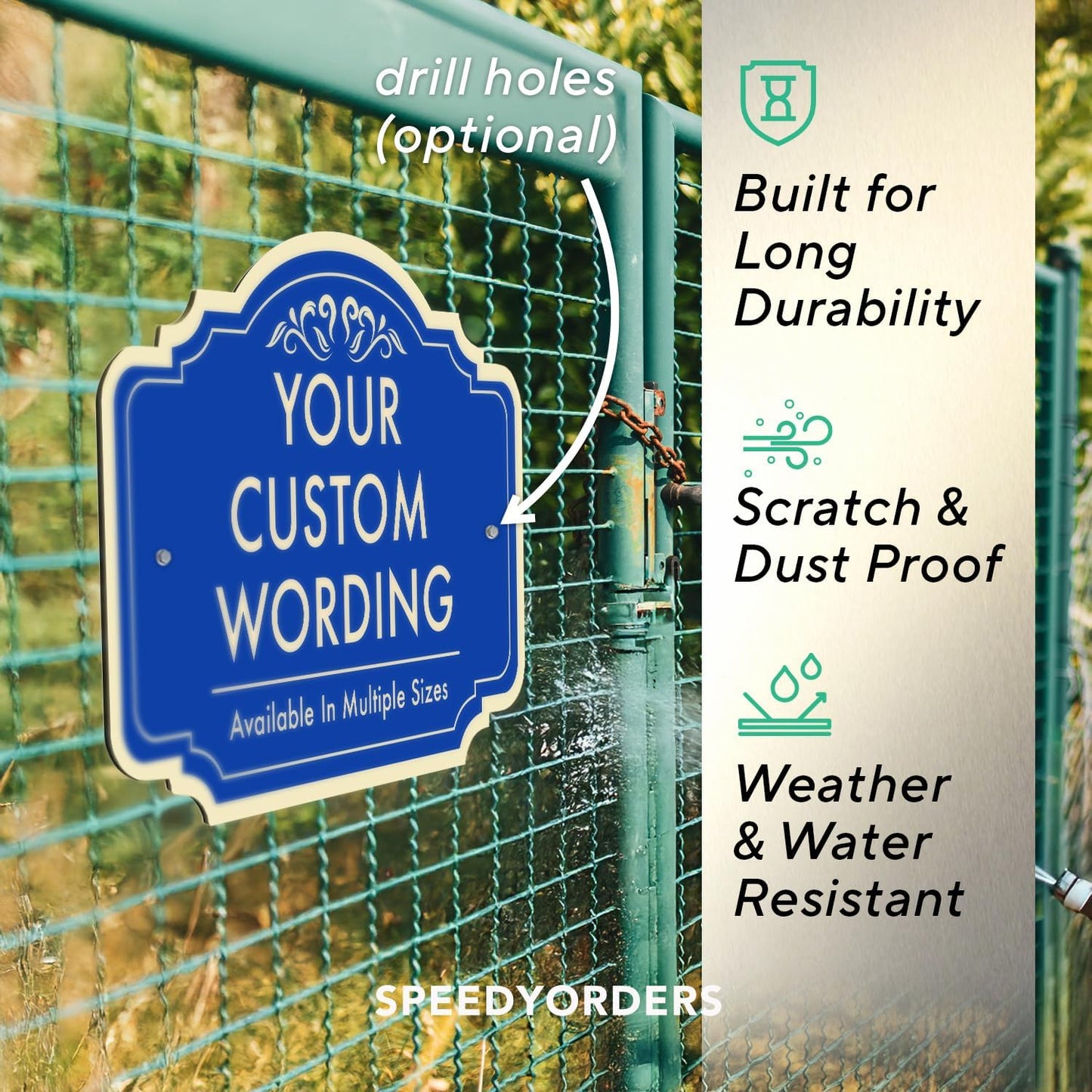 Custom Decorative Outdoor Metal Sign, Personalized Aluminum Driveway Waterproof Sign Made in USA, Design 2 Blue Steel 30x24 In