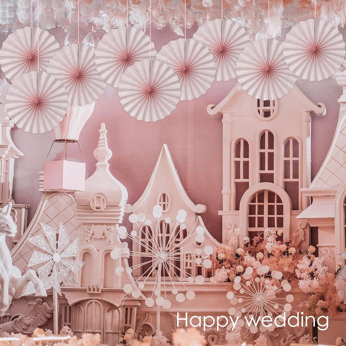 Pink Birthday Decorations,DIY Pink Paper Fans Hanging Decoration ,Party Supplies Party Fans 12in, Pink Christmas,Wedding Graduation Events Accessories 30 Color DIY Set (Baby Pink)