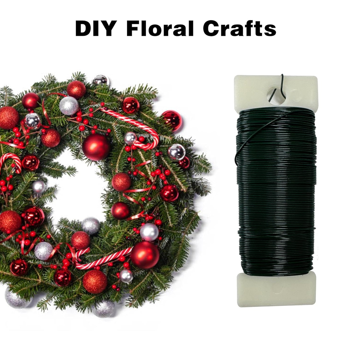 Green Floral Wire 3 Pack 114 Yards 22 Gauge Flexible Paddle Craft Wire for Wreath Making, Christmas Tree, Floral Arrangements and DIY Crafts