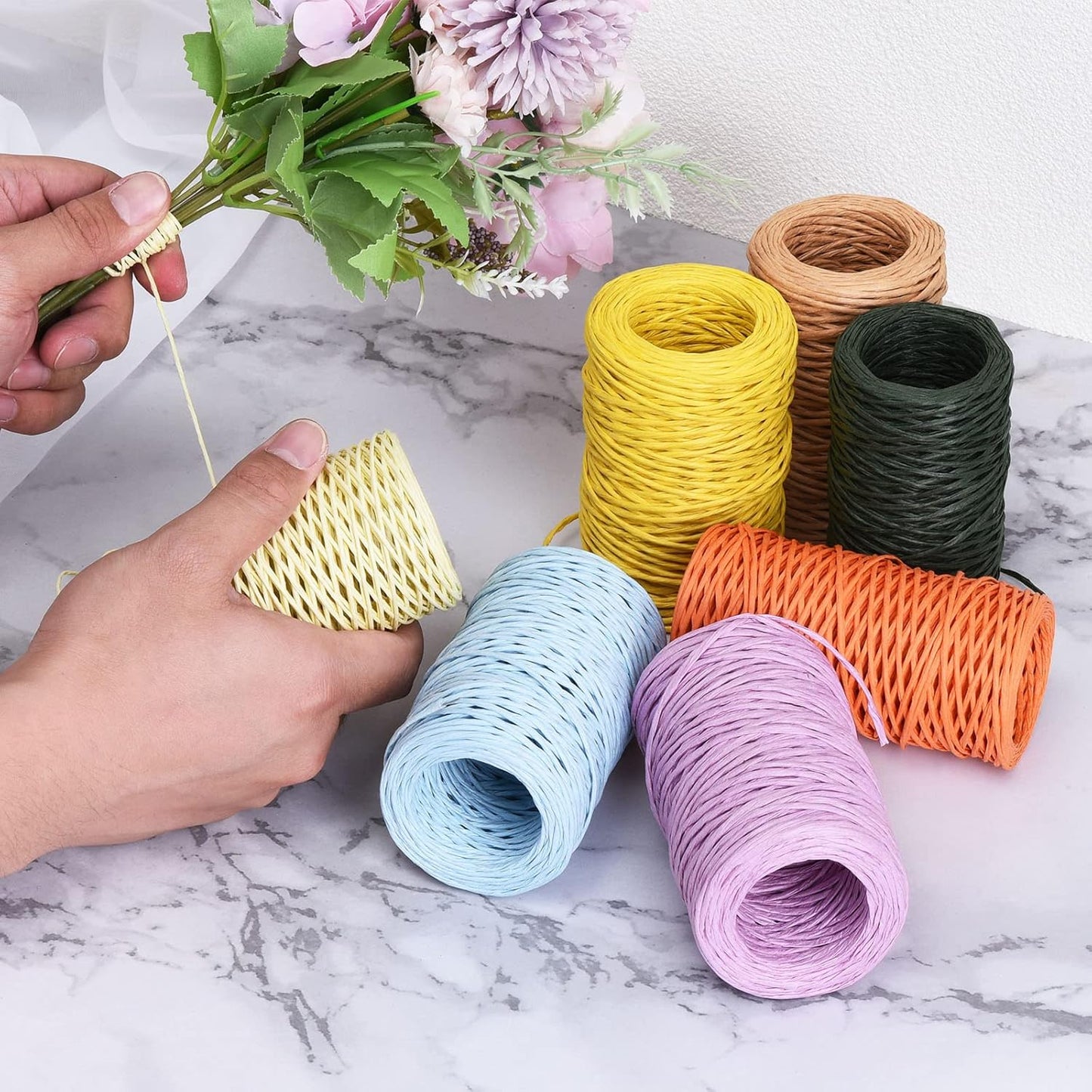 PATIKIL 164 Feet Floral Bind Wire Wrap Twine, 2mm Florist Wire Iron Wire Paper Covered Vine Wrapping Binding Wire for Flower Bouquets, Brown