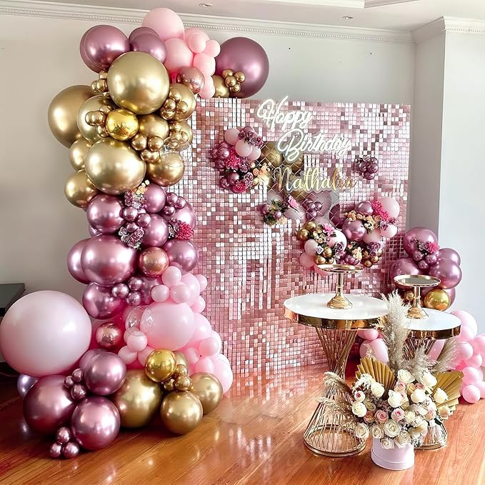 PartyWoo Pink and Purple Balloons 65pcs 12 Inch Baby Pastel Light Metallic Pink Light Purple Lavender Lilac Confetti Balloons for Baby Shower Princess Butterfly Birthday Party Decorations