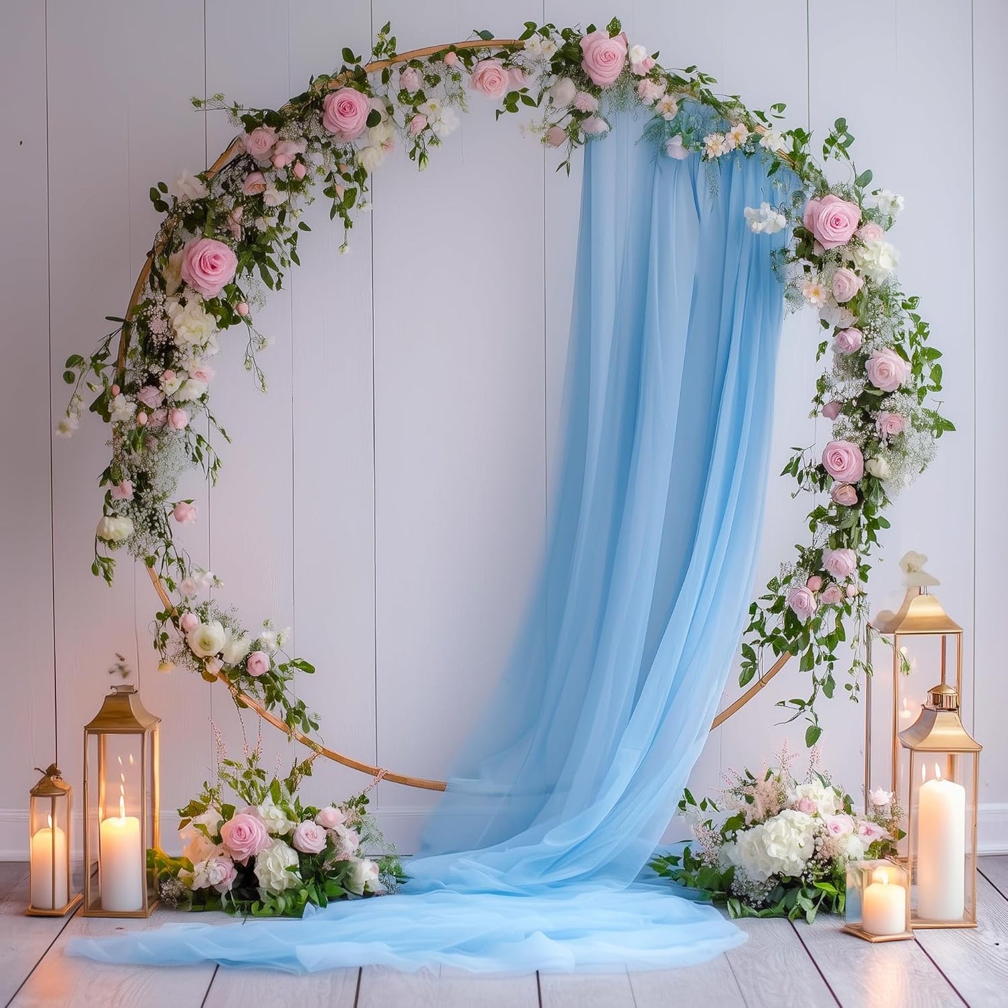 Wedding Arch Draping Fabric 1 Panel 28.7" x 20FT Dusty Blue Sheer Chiffon Backdrop Drapes for Wedding Ceremony Birthday Party Bridal Shower Outdoor Decoration
