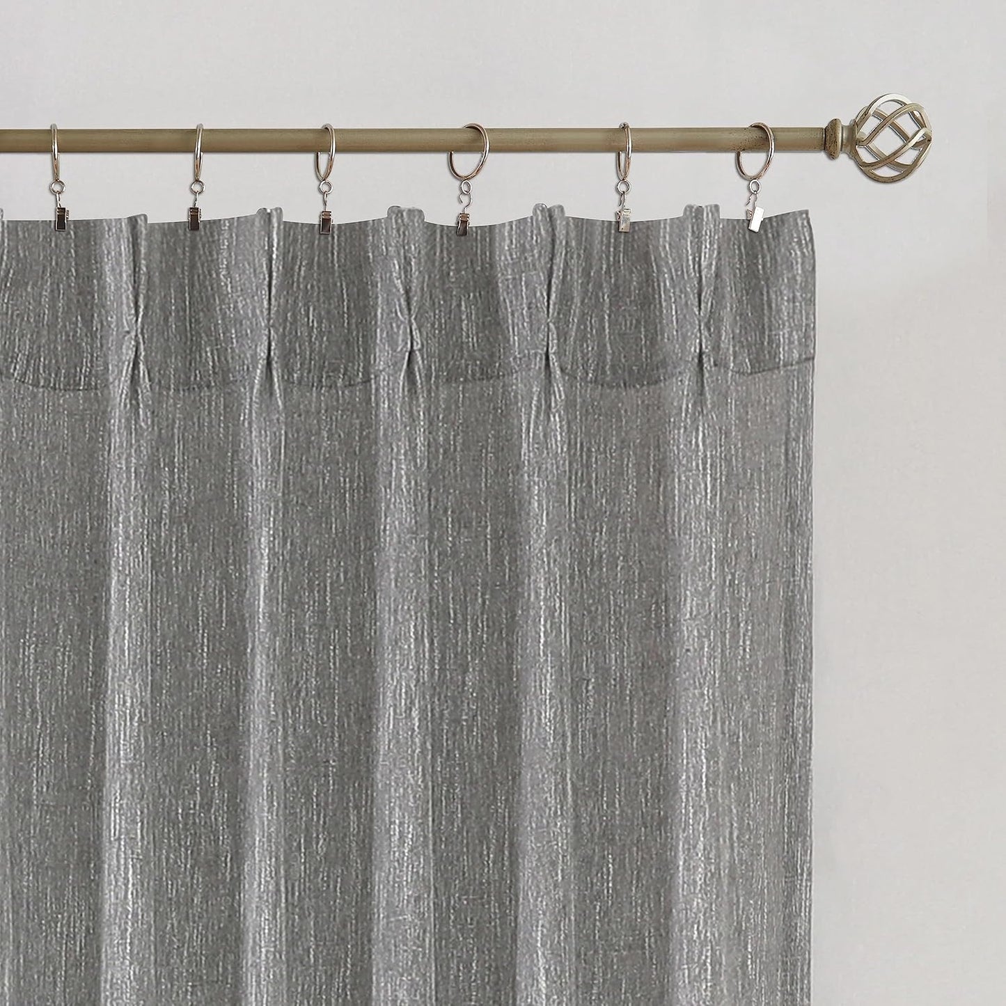 Vision Home Pinch Pleated Gray Semi Sheer Curtains Textured Light Filtering Window Curtains 72 inch for Living Room Bedroom Rayon Blended Charcoal Grey Pinch Pleat Drapes with Hooks 2 Panels 40"Wx72"L