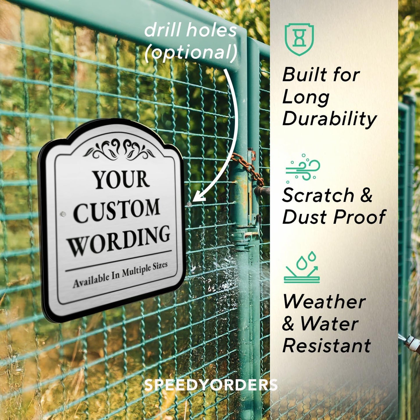 Personalized Custom Metal Signs, Aluminum Waterproof Made in USA - Design 1 Metallic Silver 12x12